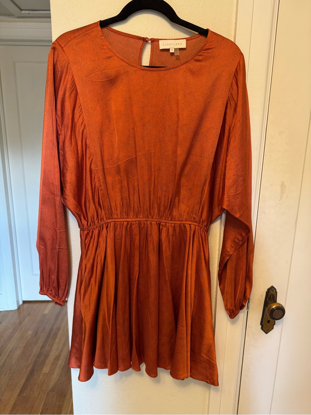 Caballero Rust Orange Long Sleeve Mini Dress